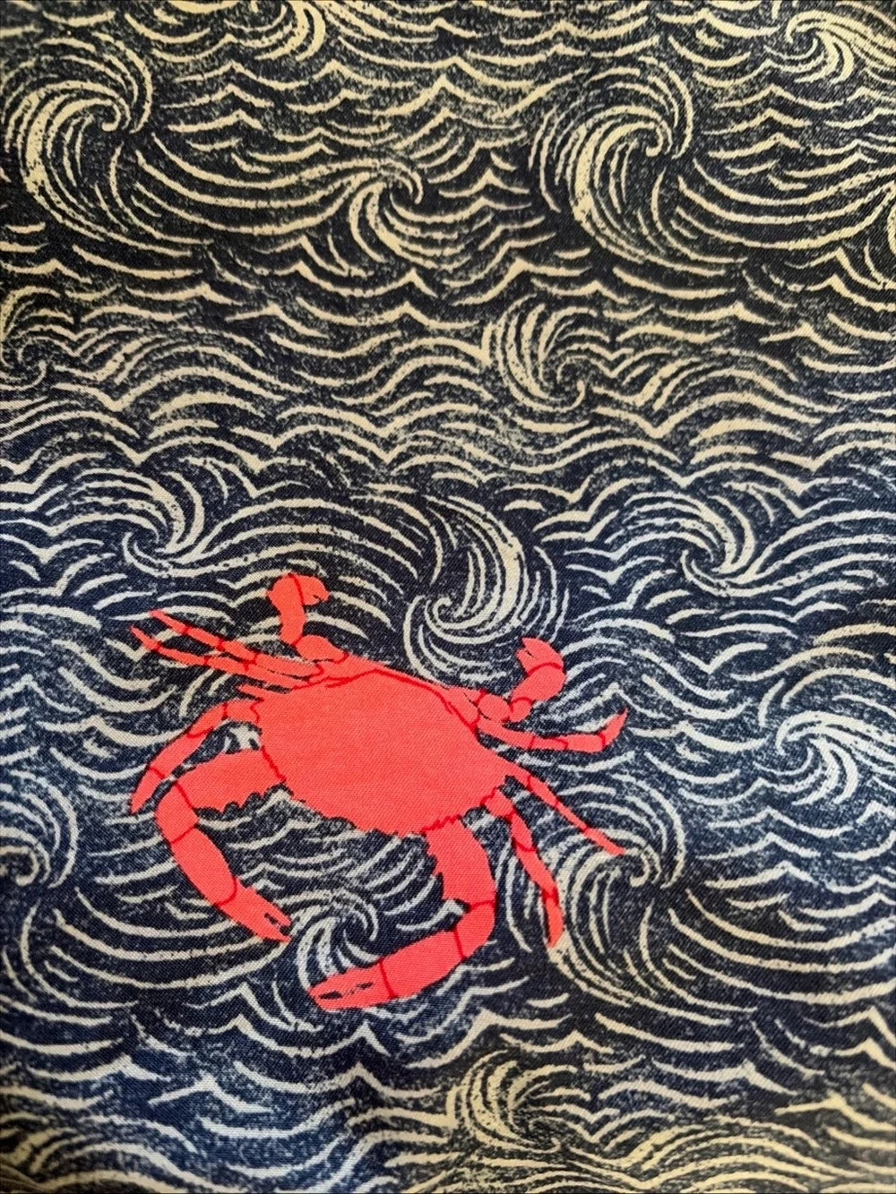 Old Navy Swim Trunks Men's Small Crabs Blue Waves Mesh Pockets Elastic Tie Waist